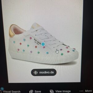 White Sneakers with Colorful Studs